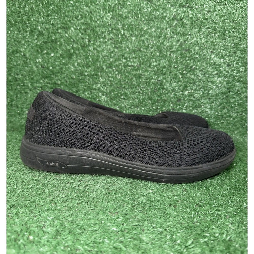 Skechers Women Size 7.5 Arch Fit Inspire On-The-Go Sneaker Black Ballerina Shoes